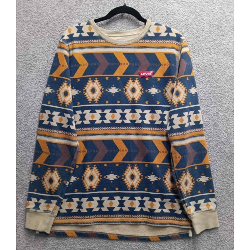 Levi's Aztec Tribal Crewneck Men's L Cotton Southwestern Print Sweatshirt Pullov
